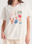 Camiseta estampada color blanco, marfil para mujer - Flashy