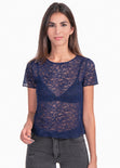 Blusa de encaje manga corta para mujer - Flashy