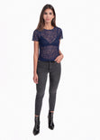 Blusa de encaje manga corta para mujer - Flashy