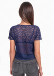 Blusa de encaje manga corta para mujer - Flashy