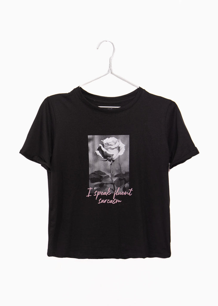 Camiseta estampada "I speak fluent sarcasm" para mujer - Flashy