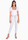 Blusa con mangas embombadas y escote cuadrado para mujer - Flashy
