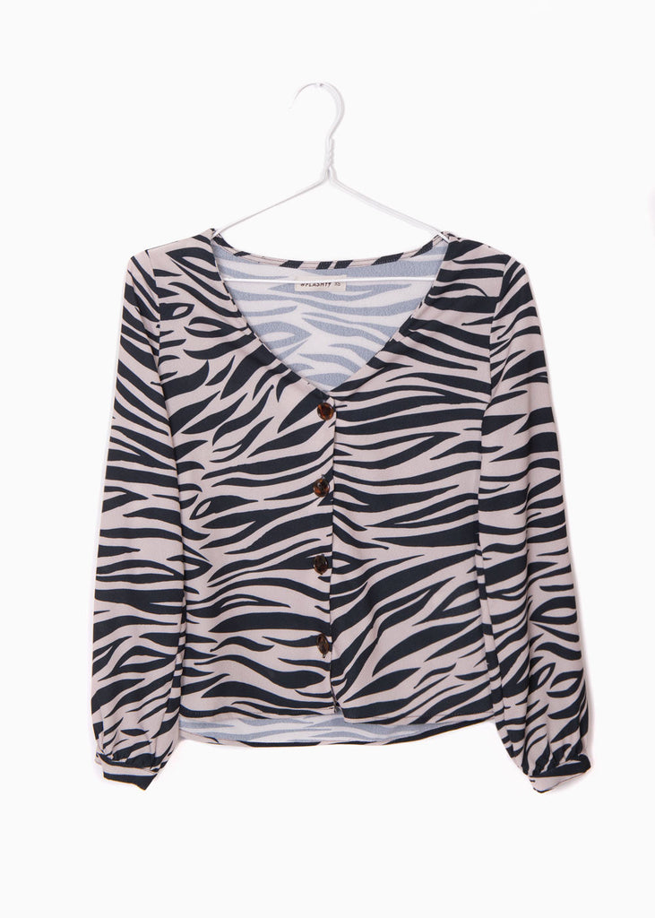 Blusa manga larga con botones de pasta para mujer - Flashy