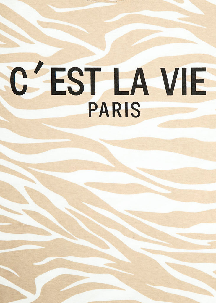 Camiseta estampada "c'est la vie" para mujer - Flashy