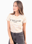 Camiseta estampada "c'est la vie" para mujer - Flashy
