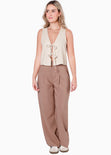 Chaleco con anudados en frente color beige para mujer - Flashy