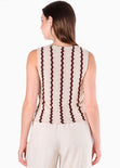 Chaleco con cuello en V y broches en escote en tela tejida de color vinotinto - CEREZA