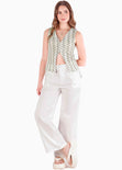 Chaleco con cuello en v y broches en escote en tela tejida - LIMON