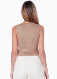 Chaleco de botones tipo gamuza color café para mujer - Flashy