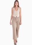 Chaleco de botones tipo gamuza color beige para mujer - Flashy