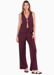 Chaleco largo tejido con boton color marfil, blanco para mujer - Flashy