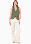 Chaleco tipo sastre con botones color verde para mujer - Flashy