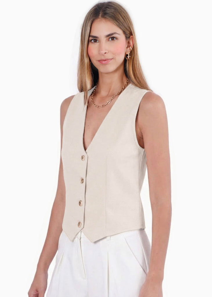Chaleco tipo sastre con botones - SHARINA.BEIGE