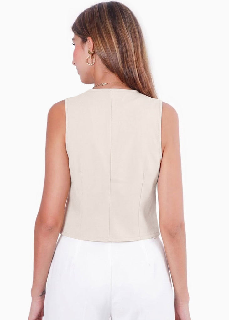 Chaleco tipo sastre con botones - SHARINA.BEIGE
