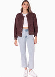 Chaqueta bomber color café para mujer - Flashy