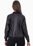 Chaqueta bomber tipo cuero color negro para mujer - Flashy