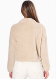 Chaqueta con bolsillos y con pelo sintético color beige para mujer - Flashy