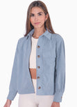 Chaqueta de corduroy color azul para mujer - Flashy