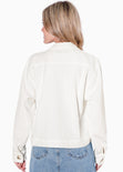 Chaqueta de corduroy color blanco, marfil para mujer - Flashy