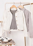 Chaqueta de corduroy color blanco, marfil para mujer - Flashy