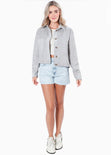Chaqueta de corduroy color gris para mujer - Flashy