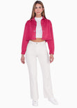 Chaqueta de gamuza corta color rosado, fucsia para mujer - Flashy