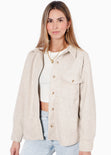 Chaqueta de paño con botones y oversized color gris para mujer - Flashy