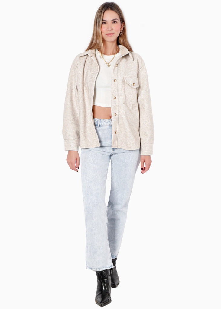 Chaqueta de paño con botones y oversized color gris para mujer - Flashy