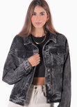 Chaqueta denim color gris, negro para mujer - Flashy