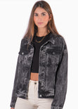 Chaqueta denim color gris, negro para mujer - Flashy
