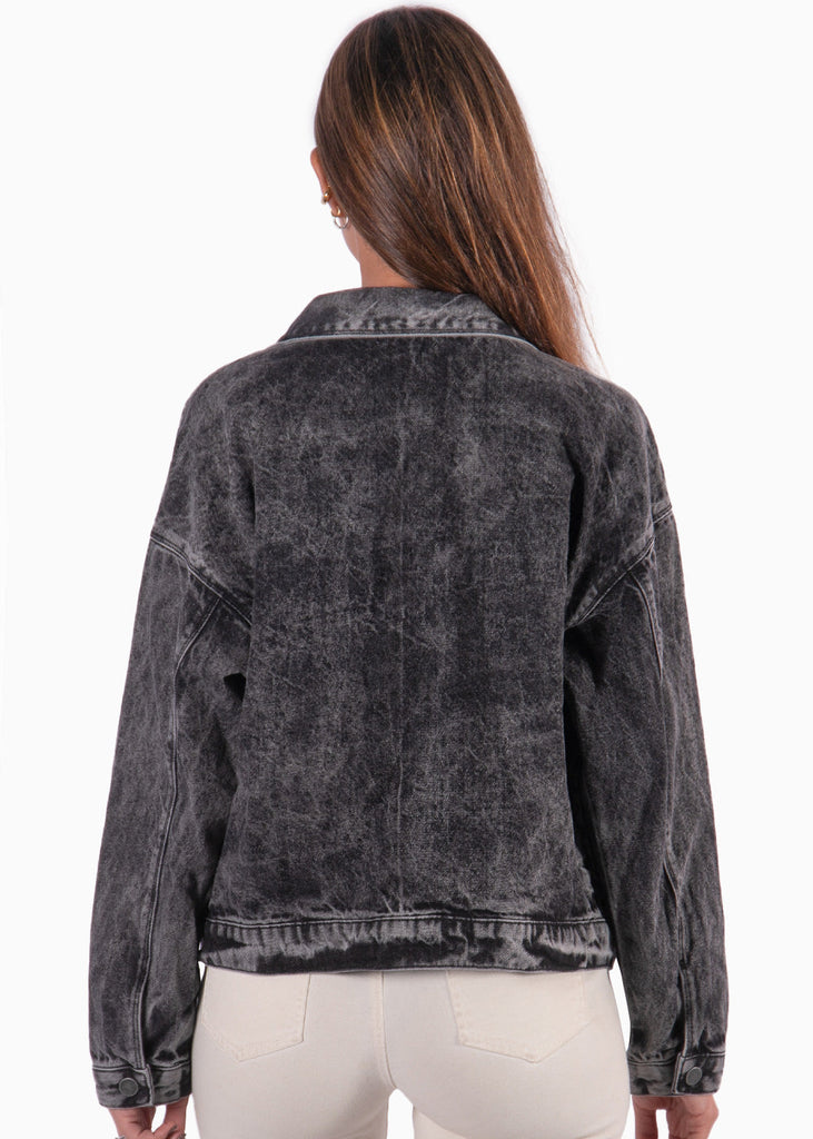Chaqueta denim color gris, negro para mujer - Flashy