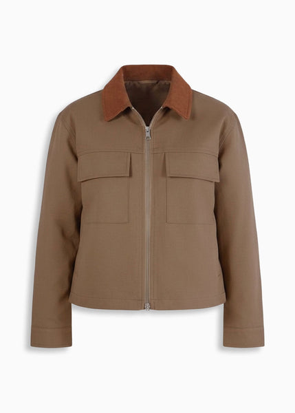 Chaqueta en dril con bolsillos tipo cargo y cuello en corduroy - MEMPHIS.CAFE