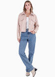 Chaqueta tipo cuero con bolsillos y cuello - ALINA.BEIGE