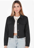 Chaqueta tipo gamuza con entrelazado en cuello y bolsillos - CEIBA.NEGRO