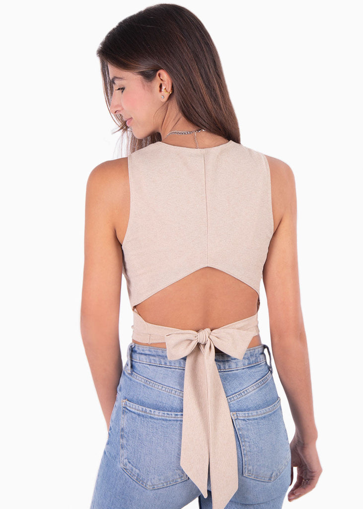 Crop top anudado en espalda para mujer - Flashy