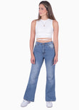 Crop top con cuello alto y anudados color blanco para mujer - Flashy