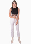 Crop top con cuello alto y anudados color negro para mujer - Flashy
