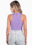 Crop top sin mangas color lila, morado para mujer - Flashy