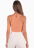 Crop top  sin mangas color terracota, naranja para mujer - Flashy