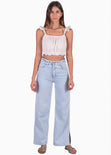 Crop top de tiras con boleros y escote cuadrado color blanco para mujer - Flashy
