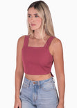 Crop top de tiras con escote cuadrado color rojo para mujer - Flashy