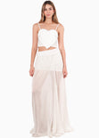 Crop top de tiras con corazon en frente color marfil para mujer - Flashy