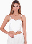 Crop top de tiras con corazon en frente color marfil para mujer - Flashy