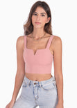 Crop top de tiras con escote en v color rosado para mujer - Flashy