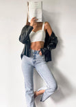 Crop top de tiras con escote corazón color blanco, marfil para mujer - Flashy