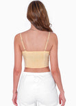 Crop top de tiras con recogido en frente color amarillo para mujer - Flashy