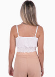 Crop top de tiras con recogido color blanco, marfil para mujer - Flashy