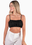 Crop top de tiras color negro para mujer - Flashy