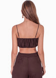 Crop top de tiras color café para mujer - Flashy