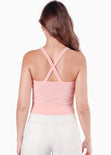 Crop top halter sin mangas y con cruce en espalda color rosado color rosado para mujer - Flashy